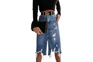 SUIUOI Falda Vaquera Informal para Mujer,Mini Skirt Falda Falda Vaquera hasta la Rodilla