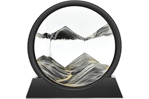 Wai Danie Sandbilder zum Drehen 3D Sandscape die Sandkunst in Tiefsee Fließende Sandmalerei Sandbild Geschenke Sanduhr Deko Aesthetic für Büro Wohnzimmer Schreibtisch Erwachsene Kinder (Schwarz,7”)