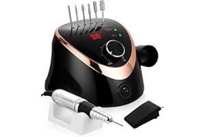 NEFLSI Nagelfräser Elektrisch für Gelnägel 35000 U/Min Maniküre Pediküre Set 6 in 1 Nagelfeile Nagel Fräsmaschine Nail Drill Hand und Fußpflegegerät mit LED-Anzeige,Fußpedal Einstellbarer Geschwindigkeit