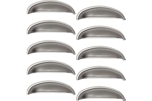 SOTECH 10 pièces poignée coquille NICK aspect inox mat Distance de perçage 96 mm Poignée d'armoire Poignée de cuisine Poignées de meubles de