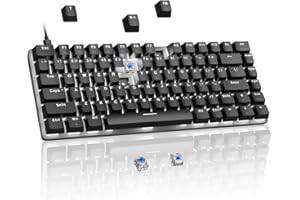 CROSS ZEBRA Tastiera meccanica di gioco sostituibile a caldo, interruttore blu cablato a 82 tasti tastiera compatta ergonomica retroilluminata a LED bianca anti-fantasma per PC Windows e Mac PS4 Gamer, nero