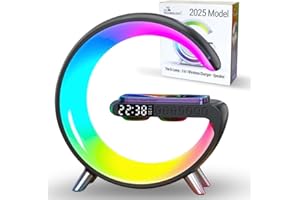 UK TECHNOLOGY LTD 【2025 Model】 G Lamp Wireless Charger,Night Lights Bluetooth Speaker Light, Wireless Charger Lamp, Alarm Clock Night Light for Bedroom, App Controlled, Birthday Gifts Gadgets For Teenage Boys Girls