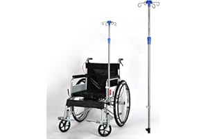 ‎DUCHUNSHENG Duchunsheng Tige Porte-Perfusion IV Support De Perfusion avec 4 Crochets - Acier Inoxydable Support Extensible Potences pour Intraveineuse pour Les Soins À Domicile (Color : Silver for Wheelchair)