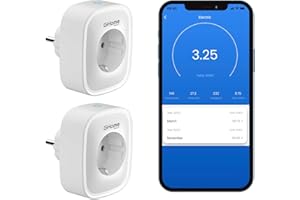 GHome Smart Steckdose mit Strommessung, 16A Wlan Steckdose kompatibel mit Alexa/Google Home, App Fernbedienung, Sprachsteuerung, Zeitplan und Timer, NUR auf 2.4 GHz WiFi