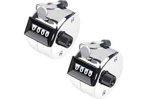 kclkda 2 Pack Hand Tally Counter, 4-Digit Manual Clicker Counter with Finger Ring, Stainless Steel Mechanical Counter for Golf, Sports, Attendance, and Event Counting