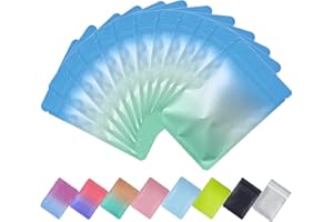 Plaphy 100 Bolsas Zip Herméticas Planas, Bolsas Mylar Coloridas con Cierre Resellable, Bolsas de Aluminio Autocierre para Empaque y Almacenamiento de Alimentos (Azul y Verde, 16 x 24 cm)