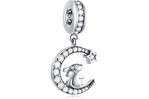 CRISNATA Insecte animal plaqué or rose/jaune Charms, 925 argent sterling grenouille Prince, abeille, papillon, Licorne sur la lune, perroquet, chien, tortue, perle de lapin, Convient européen bracelet