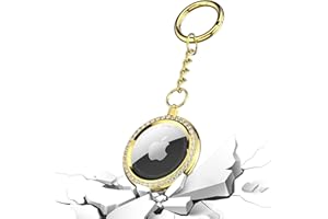 AMULENT AirTag Keyring Keychain Case for Apple Air Tags Gold Metal Rhinestone Protective Case with Key Ring Air Tag Holder for GPS Tracker Air Tag Holder Air Tags Accessories for Luggage Pets Keys 1 Pack.