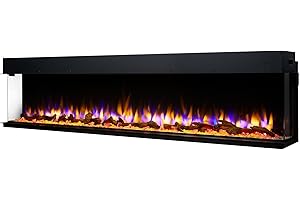 ENDEAVOUR FIRES AND FIREPLACES Endeavour Fires 78''/2030mm Rosedale 3D Media Wall Inset Electric Fireplace with Multi Flame Colours Log & Crystal Set, 7day Programmable Remote Control 1&2kW