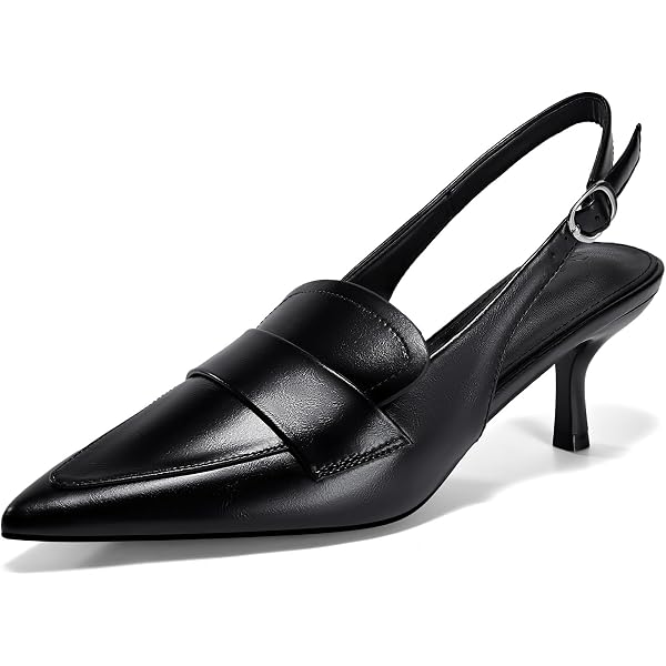 Fashare Women's Kitten Heel Slingback Pumps – Pointed Toe With Metal Chain Buckle | Dress Shoes For Work & Parties - View #4