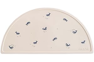 Mushie Silicone Placemat for Kids | Non-Slip Design | Material: Food-Grade Silicone | Easy-to-Clean & Stain Resistant | BPA & Phthalate Free (Whales)
