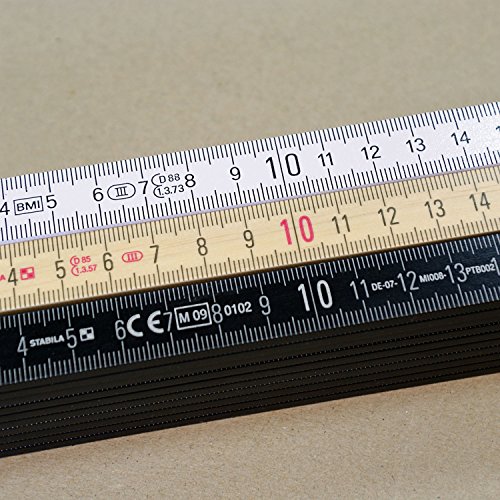 Holz-Gliedermaßstab / Zollstock SCHWARZ mit Lasergravur (2 Meter, einseitig beschriftet) - 2