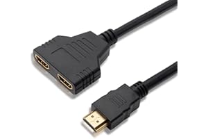 VESTORYYER 1 pcs HDMI Splitters 1 in 2 Out HDMISplitter,double HDMI adapter,1080p HDMI Male to Dual Female 1 to 2 Way Distributor conversion cable adapter for LED LCD DVD TV Dual Monitors Plug and Play