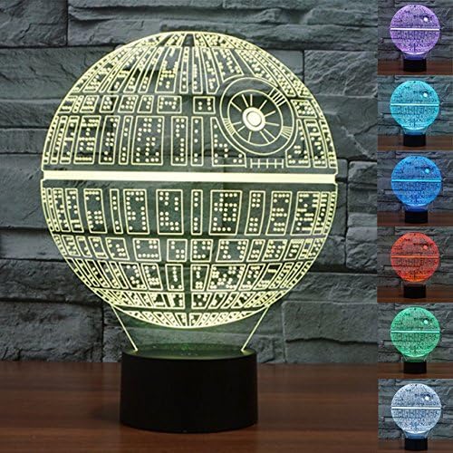 Ruumika 3D Death Star Night Light 7 Color Change LED Table Lamp Toy Gift