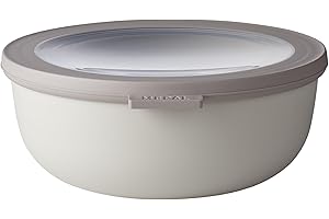 Mepal - Multi Bowl Cirqula Round - Contenitori Plastica con Coperchio - Adatto come contenitore ermetico per Frigo, microonde, Congelatore e piatti da portata - Ciotole Cucina - 1250 ml - Nordic white