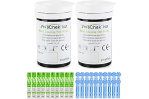SEEYC Medidor de glucosa en sangre tiras de prueba diabetes strips reactivas de 100 mg/dL para ES diabéticos para glucómetros VivaChek Ino e Ino X