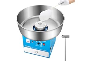 VEVOR Machine à barbe à papa électrique, 1000 W, appareil à barbe à papa commercial avec bol en acier inoxydable de 52 cm, cuillère à sucre et tiroir, pour anniversaire d'enfant, fête de famille, bleu