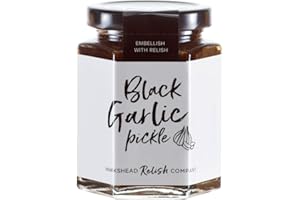Hawkshead Relish Company Black Garlic Pickle - Handmade with Whole Black Garlic Cloves Onions and Spices | Tangy & Spicy | Preservative & Gluten-Free | Suitable for Vegetarians & Vegans - 220g