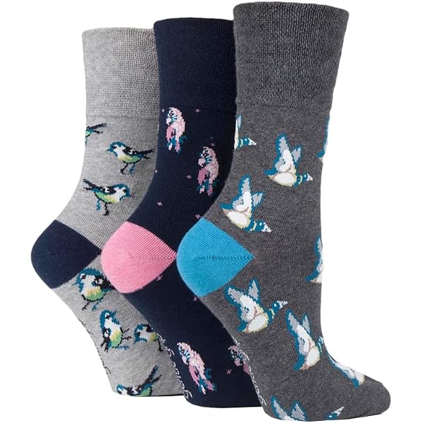 Chaussettes SOCKSHOP Gentle Grip Femme Bambou Rayées Motif Cœur Multipack 3 Paires 37-41