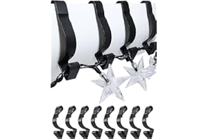 BYSMAH 24 Pack Giant Gutter Hooks for Outdoor Lights, Strong Heavy Duty Large Christmas Light Clips Gutter Hangers Weatherproof for Hanging Outdoor String Icicle Curtain Fairy Lights (Black)