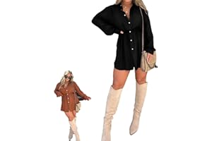 Goniome Satin Dress Set, Satin Covered Nights Romper Dress, Women's Solid Color Casual Elegant Button Long Sleeve Shirt Suit