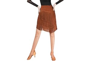 SEAUR - Women's Dance Skirt Latin Tango Belly Dance Hip Scarf Fringe Skirt Cha Cha Ballroom Dance Dress for Party Club
