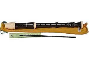 Flauta dulce soprano en Do Aulos Robin 204A digitación alemana marrón oscuro, completa con bolsa, baqueta y tabla de digitación