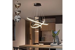KSIBNW 3 Ringen Moderne LED Hängelampe Esstisch,45W LED Hängeleuchte & Pendelleuchten Höhenverstellbar für Esszimmer Wohnzimmer,Dimmbar Hängeleuchte Aluminium Mit Fernbedienung,3000K-6500K,Schwarz