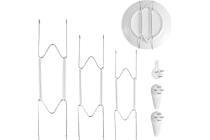 NQEUEPN 3 Szt. Wieszaki na Talerze do Ściany, 15,24/20,32/25,4cm Uchwyt Ścienny Stal Nierdzewna Pionowe Wyświetlacze do Dekoracji Talerze Sztuka Antyczna (Srebrne)
