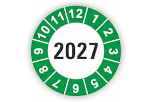 Fassbender-Druck PRÜFPLAKETTEN - Hochwertige Prüfetiketten JAHRESPLAKETTE 2027 Ø 20mm - Selbstklebende PVC-Folie - Wartungsetiketten für Prüfung - Prüfplakette für Prüfungsnachweis (90 Stück)