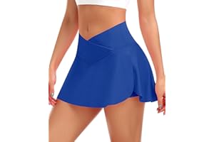 YARRCO Plissierter Tennisrock Damen mit Unterhose Tennis Faltenrock Kurz Hosenrock Golf Sport Workout Running Rock Sommerrock Minirock