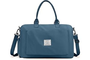 WINSPANSY Bolsa de Viaje，Gimnasio Mujer Hombre Portatrajes Impermeable con Compartimento Zapatos Viaje para El Fin De Semana Mamás Deporte La Piscina Viaje Gimnasio Gym Duffle Bag Azul