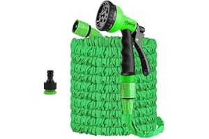 Yiting Expandable Garden Hose 25ft/50ft/100ft/125ft/150ft/200ft, 3 Times Flexible Expanding Magic Garden Water Hose Pipe with 8 Function Spray Nozzle and 3/4"&1/2" Hose Connect Fitting (Green, 150FT)