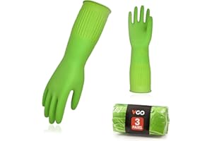 Vgo... Reusable Household Gloves, Dishwashing gloves, Extra Thick, Long Sleeves, Kitchen Cleaning/Painting/Gardening/Pet Care