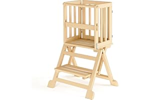 GOTILING Lernturms 1 Jahr Klappbar: Montessori Kinder Lernturm - Platzsparend Klappbarer Küchenhelfer für Küche und Esstisch - 1-6 Jahre Kinder Faltbarer Lernturm