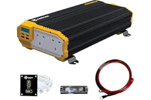 K KRIËGER 2000 Watts Power Inverter 12V to 230V, Modified Sine Wave Car Inverter, Dual 230 Volts UK/British AC Outlets, DC to AC Converter with Installation Kit Included - SGS CE Approved