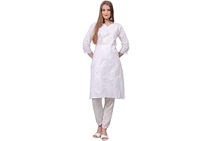 JG JAI GOVINDAM Indische handbestickte Kurti für Damen, Chikankari, gerade Baumwolle, lange Kurti-Tunika, Kurta-Kleid für Damen
