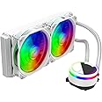 ALSEYE M240 Liquid CPU Cooler, ARGB AIO CPU Liquid Cooler with 240mm Radiator and Dual 120mm Max Series ARGB & PWM Fans (White)