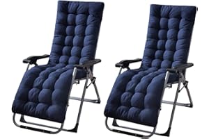 JTBDWOSK Liegestuhl Auflage, Dicke Lange Gartenliegen-Auflage Sofapolster Relaxliegenauflage für draußen, Terrasse, Sonnenliege, Bank, Liegestuhl, Kissen,Blau,2 Stück (1er Pack)