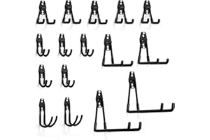 PYBTOOL Garage Wall Utility Hooks, Heavy Duty Garage Storage Hooks for Multi-Purpose, Garden Tool Steel Hooks (Black)(16PC)