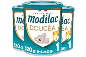 Modilac - Lait Infantile en Poudre Doucéa 1 - Convient en Relais de l'Allaitement Maternel - Fabriqué en France, Sans Huile de Palme - 1er Age, De 0 à 6 Mois - Lot de 3x820g