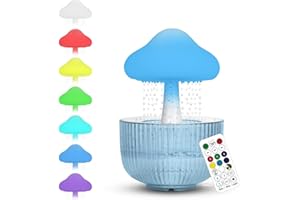 FINEFIZZ Rain Cloud Humidifier, Raindrop Humidifier with 7 Colors LED Changing Lamp, Waterfall Lamp with Water Drop Sound, Cloud Rain Aromatherapy Essential Oil Diffuser for Home Bedroom Office
