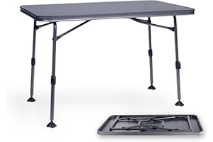 ‎BERGER BERGER Molveno Campingtisch | Klapptisch Höhenverstellbar 115 x 70 cm Alu Campingtisch Klappbar Camping Tisch Gartentisch Klappbar | Falttisch Esstisch Balkon Klapptisch Garten Terrasse