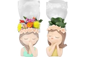 LEBENISTGUT Mädchen Silikonform Blumentopf, 2 Stück Silikonform Blumentopf Kopf Mädchen Silikonform Engel, Blumenmädchen Beton Gießform für DIY Sukkulenten Pflanzgefäße Blumentopf Handwerk