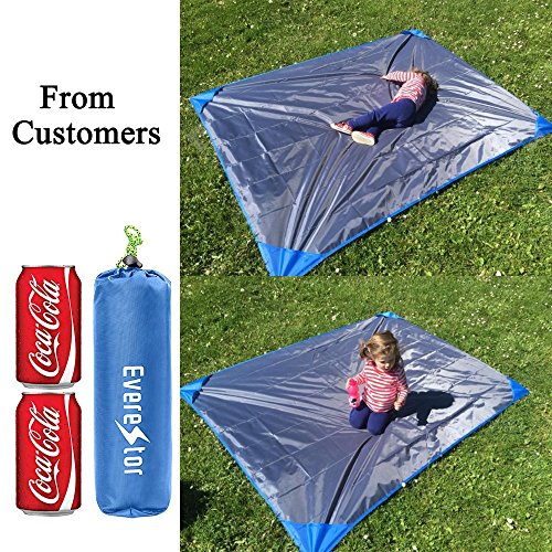 Beach Decke, Everestor Dauerhaft Leicht Tragbar Kompakt Sand & Wasser Beweis Tasche Decke für Outdoor Reise Wandern Camping Picknick Festivals 200cm x 150cm Blau - 4