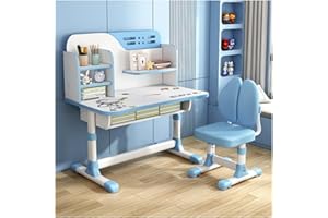 SINBINTA Kinder-Schreibtisch- und Stuhl-Set, höhenverstellbar, für Kinder, goldener Abstand zur Vermeidung von Kurzsichtigkeit, verbreiterter Schreibtisch, Cartoon-Muster, Schreibtisch für Jungen und