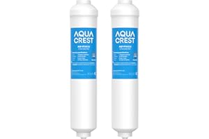 Aqua Crest Inline Carbon Water Filter for Reverse Osmosis Water System, NSF Certified, Replacement Cartridge with 1/4" Quick-Connect, Inline Water Filter for Ice Maker & Refrigerator, 2-Pack