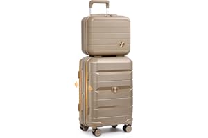 Sea choice Valise Cabine Extensible Valise Rigide légère en PP avec 4 roulettes Doubles Pivotantes avec Fermeture éclair et Vanity, 55x39x21cm