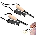 Excefore 2 Pack Flint and Steel, Flint Striker Survival for Bushcraft, Magnesium Stick Fire Starter Kit with Handcrafted Wooden Handle, 20,000 Spray Sparks Reusable Camping Fire Lighter Stick Outdoor