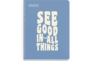 Miquelrius - Carnet Message, 1 Bande Couleur, A5, 100 Feuilles Quadrillées 5mm, Papier 90 g, 2 Trous, Couverture Carton Rigide, Couleur Capri